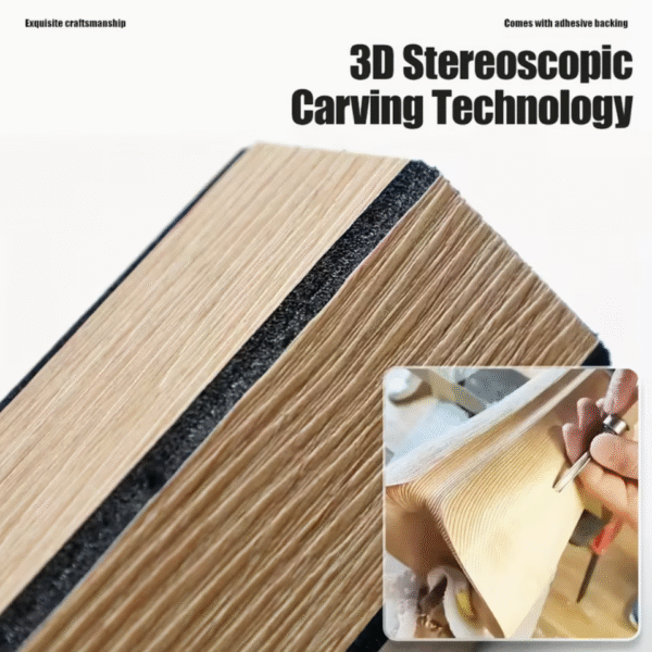 3D Black Wood Grain Wall Panel