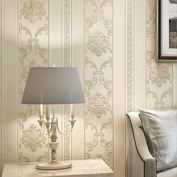 Warm Cream Modern European 3D Stripe Wallpaper