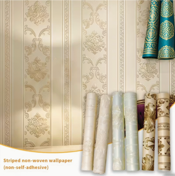 Warm Cream Modern European 3D Stripe Wallpaper