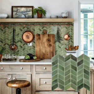 10pcs Green Fishbone Self Adhesive Wall Panels