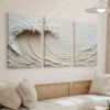 3pcs Minimalist Cream White Abstract Wave Canvas Art