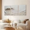 3pcs Minimalist Cream White Abstract Wave Canvas Art