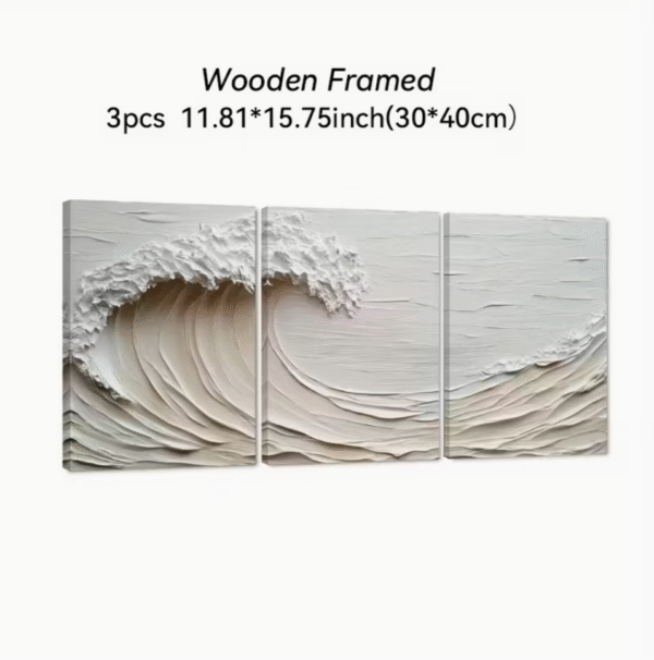 3pcs Minimalist Cream White Abstract Wave Canvas Art
