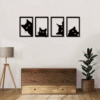 4 pcs Geometric Cat Silhouette Wall Art Set