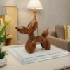 Minimalist Wood Grain Balloon Dog Resin Sculpture