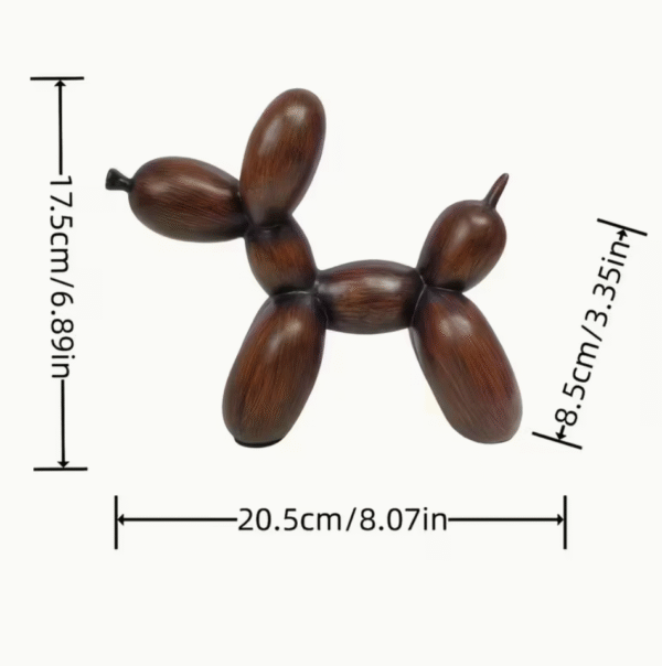 Minimalist Wood Grain Balloon Dog Resin Sculpture