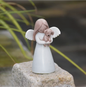 Angel and Puppy Resin Memorial Statue