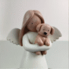 Angel and Puppy Resin Memorial Statue