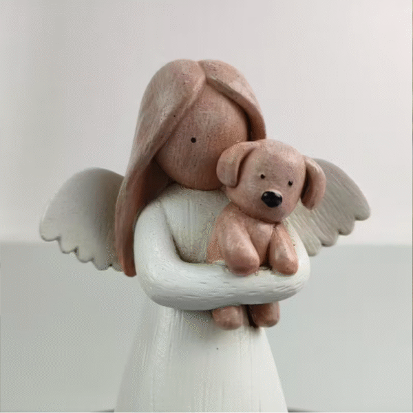 Angel and Puppy Resin Memorial Statue