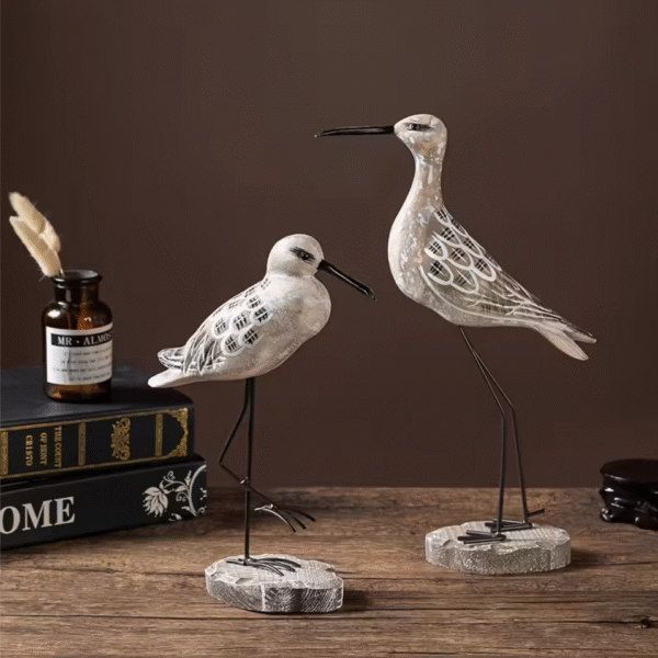 Hand Carved Wooden Seagull Decor set