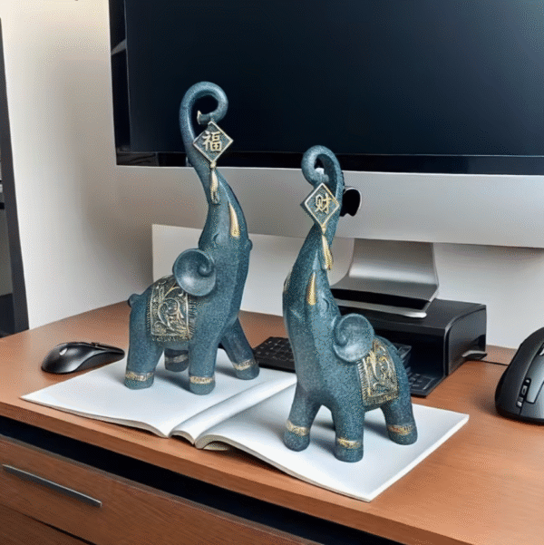 Abstract Blue Elephant Statue set