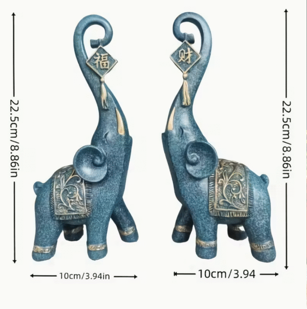 Abstract Blue Elephant Statue set