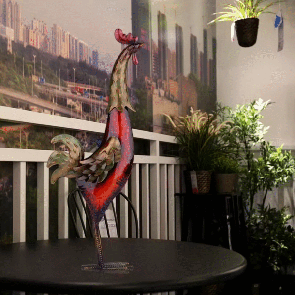 Handmade Metal Iron Rooster Sculpture