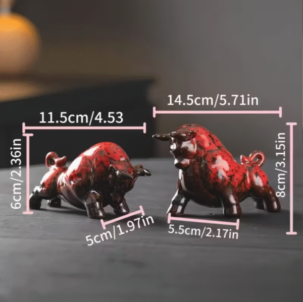 Red Ceramic Ox Figurines set