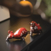 Red Ceramic Ox Figurines set