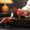Red Ceramic Ox Figurines set