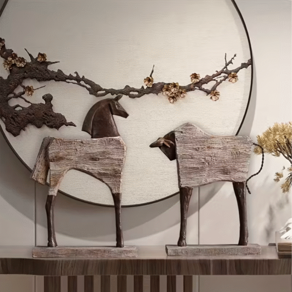 Vintage Horse and Bull Resin Figurines