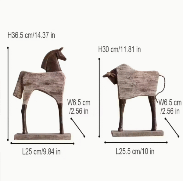 Vintage Horse and Bull Resin Figurines