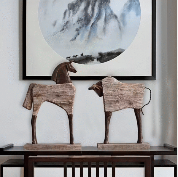 Vintage Horse and Bull Resin Figurines