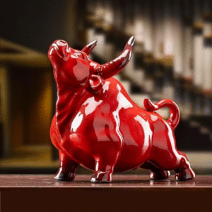 Single Red Ceramic Bull Figurine
