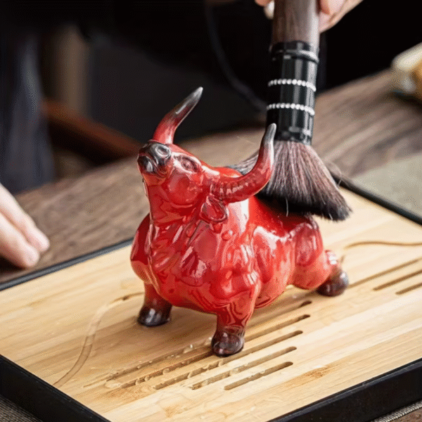 Single Red Ceramic Bull Figurine