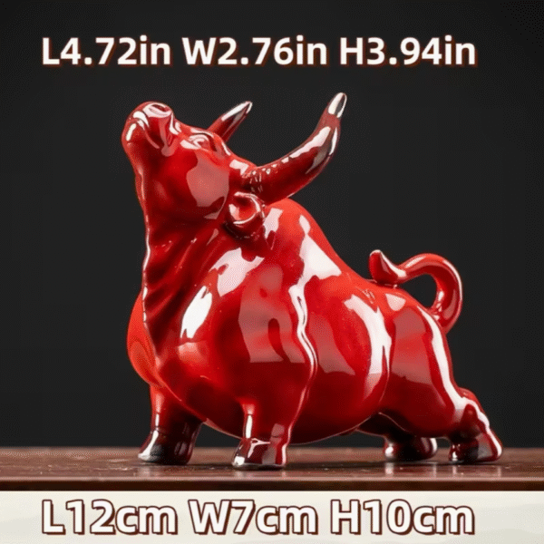 Single Red Ceramic Bull Figurine