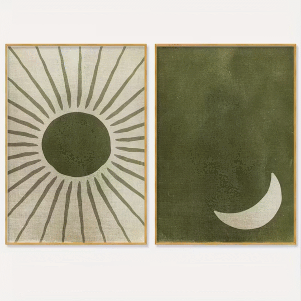 Boho Sun and Moon Canvas Wall Art
