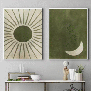 Boho Sun and Moon Canvas Wall Art