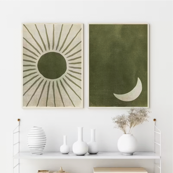 Boho Sun and Moon Canvas Wall Art