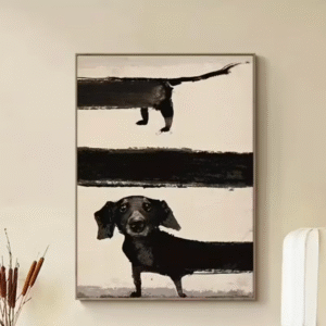 Modern Abstract Black Dog Canvas Poster