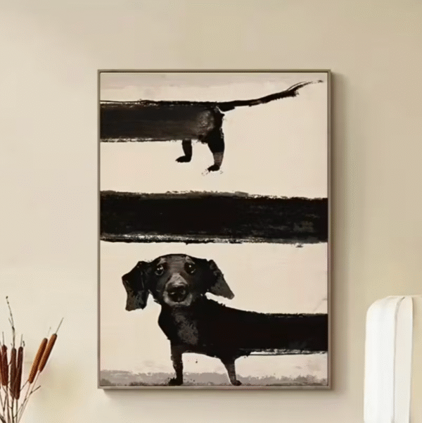 Modern Abstract Black Dog Canvas Poster