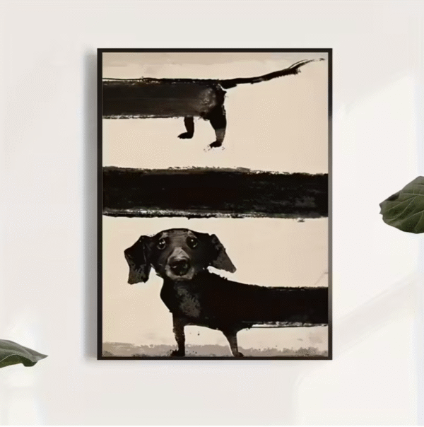 Modern Abstract Black Dog Canvas Poster