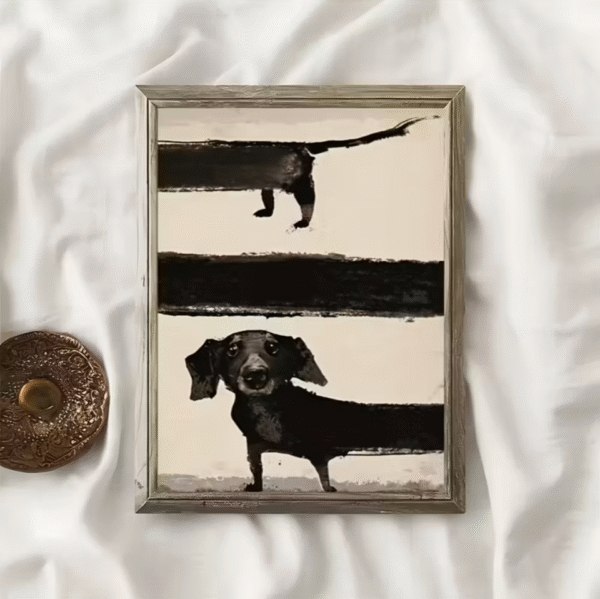 Modern Abstract Black Dog Canvas Poster