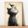 Unframed Charming Bird and Cat Canvas Art Print