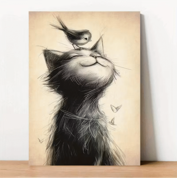 Unframed Charming Bird and Cat Canvas Art Print