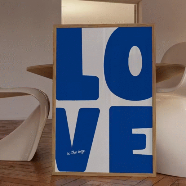 Chic Blue Love Canvas Wall Art