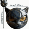 Hand Carved Resin Black Cat Stone Sculpture
