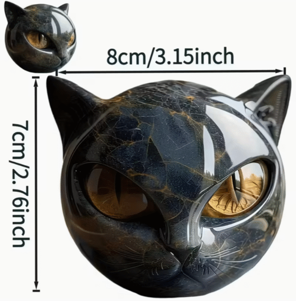 Hand Carved Resin Black Cat Stone Sculpture
